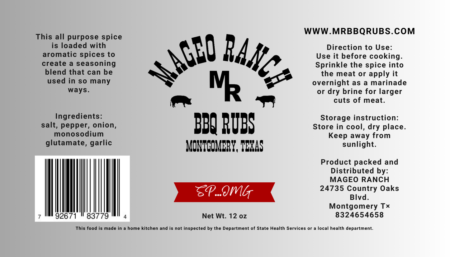 Mageo Ranch Bbq Rubs SP...OMG All Purpose SPG rub