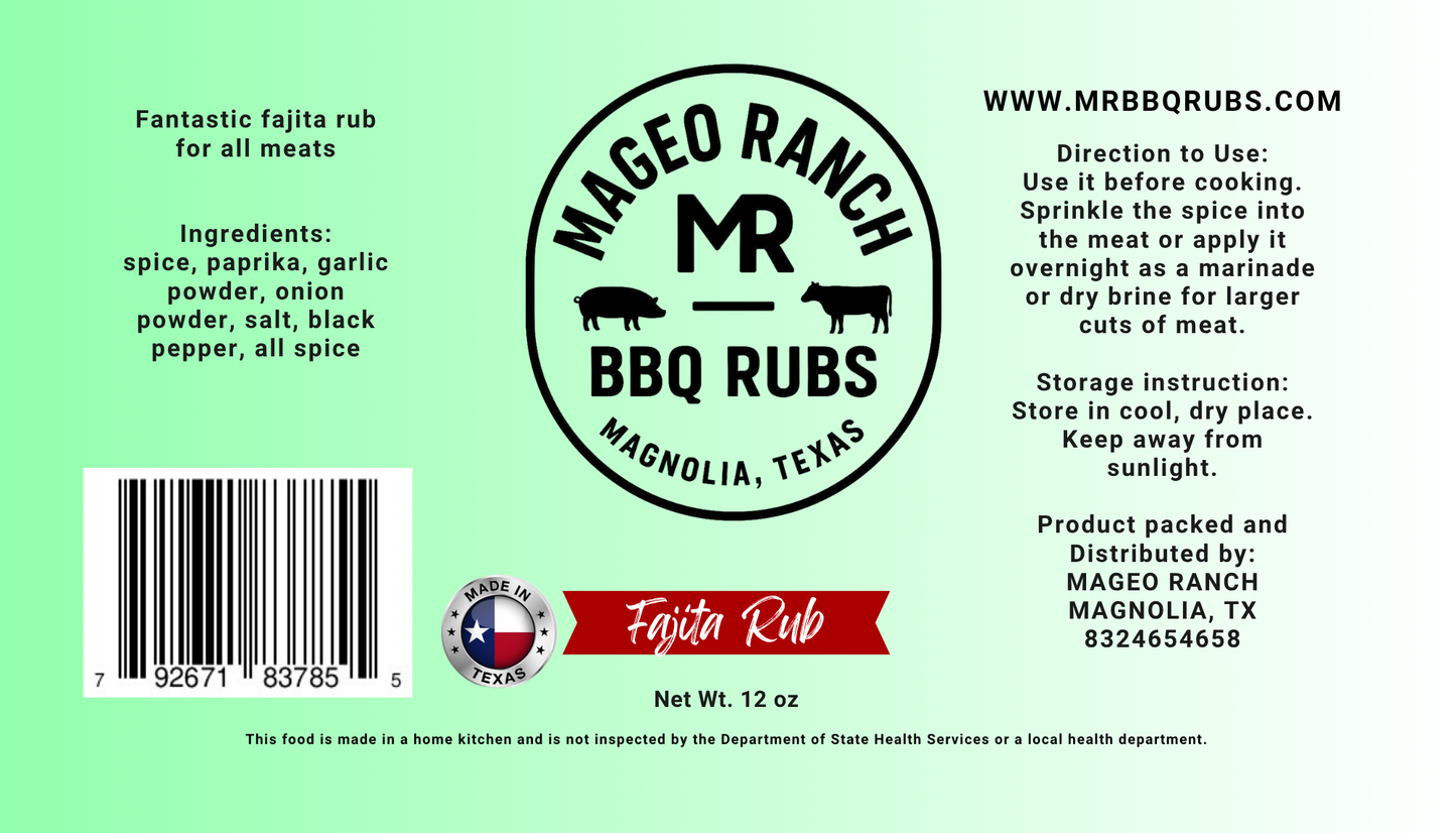 Mageo Ranch Bbq Rubs Fajita Rub