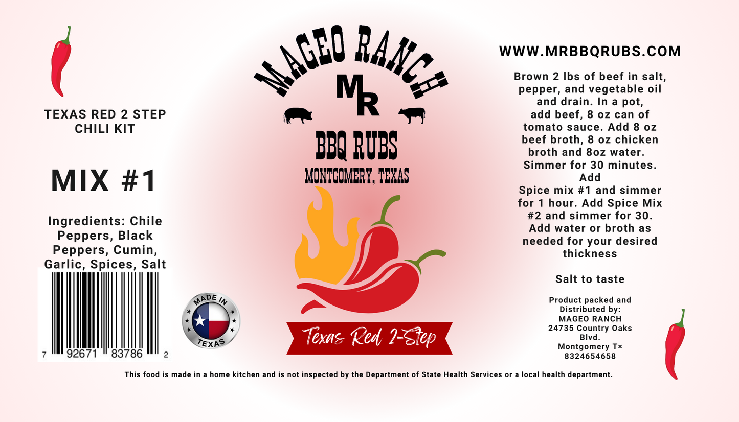 Mageo Ranch Bbq Rubs Texas Red 2-Step Chili Kit