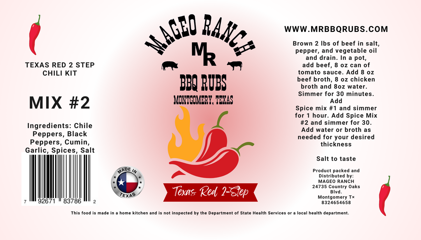 Mageo Ranch Bbq Rubs Texas Red 2-Step Chili Kit
