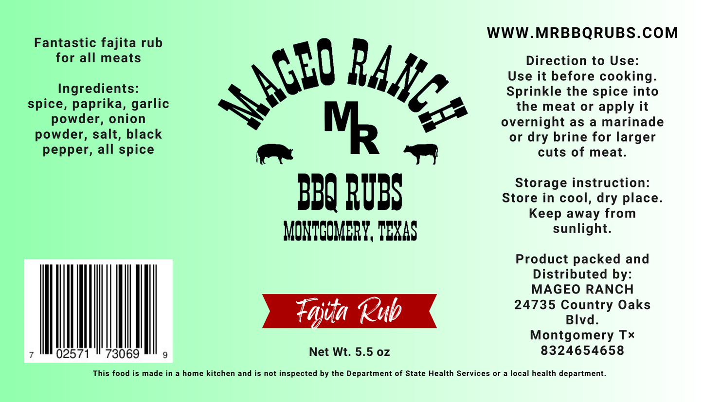 Mageo Ranch Bbq Rubs Fajita Rub