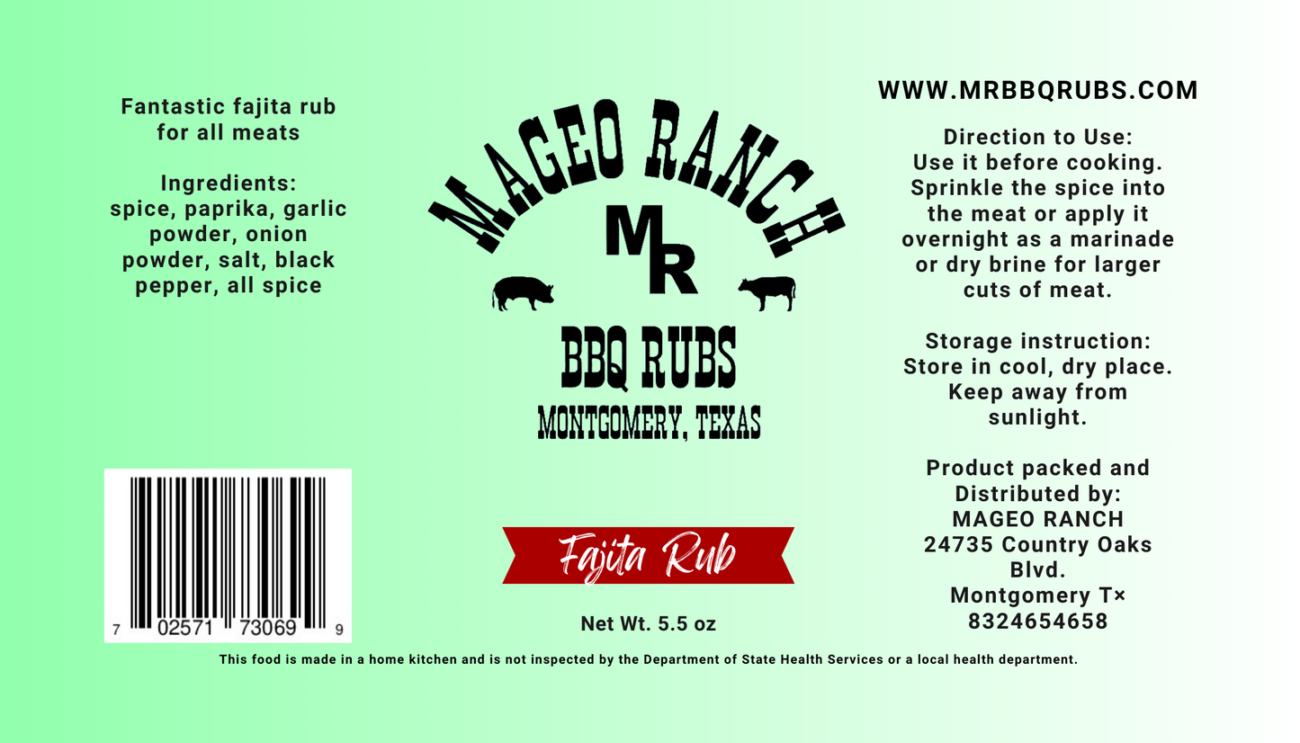 Mageo Ranch Bbq Rubs Fajita Rub