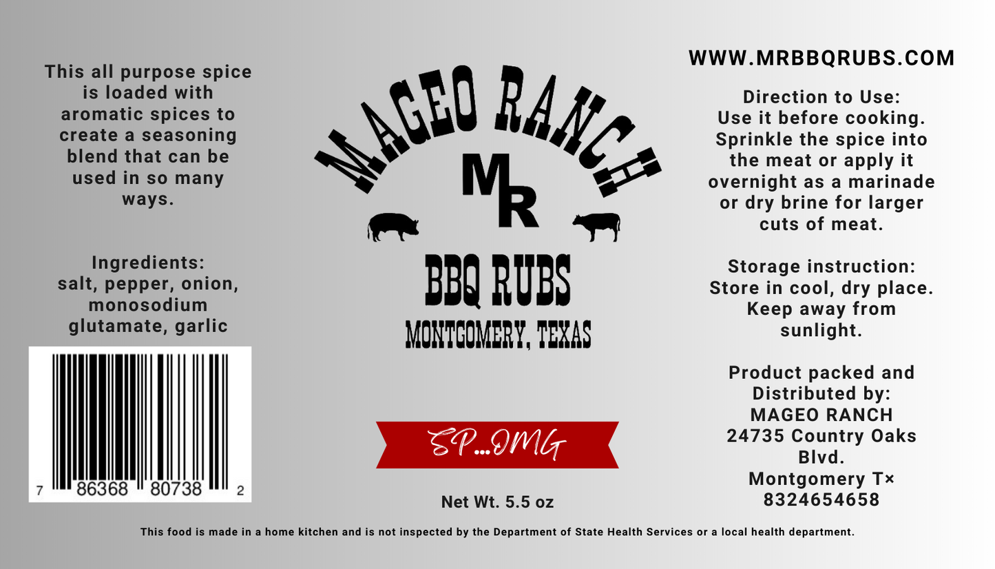 Mageo Ranch Bbq Rubs SP...OMG All Purpose SPG rub