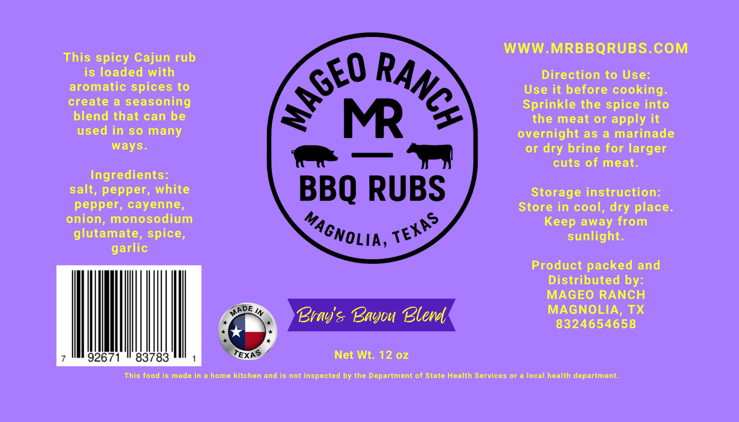 Mageo Ranch Bbq Rubs Bray's Bayou Blend Cajun Rub