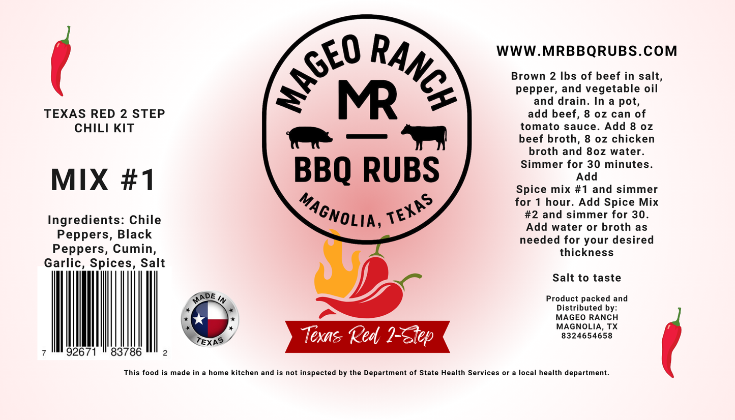 Mageo Ranch Bbq Rubs Texas Red 2-Step Chili mix