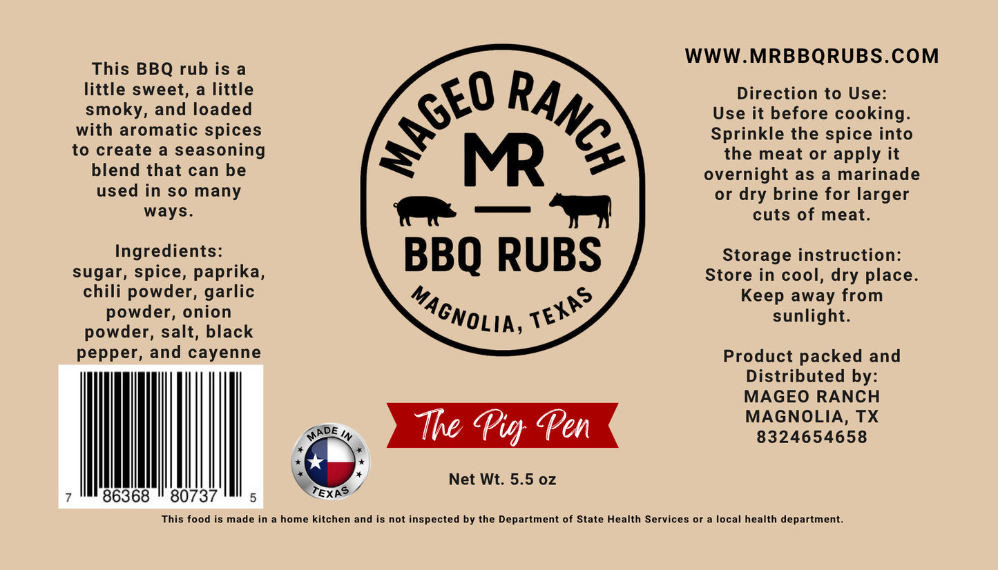 Mageo Ranch Bbq Rubs Pig Pen Pork Rub