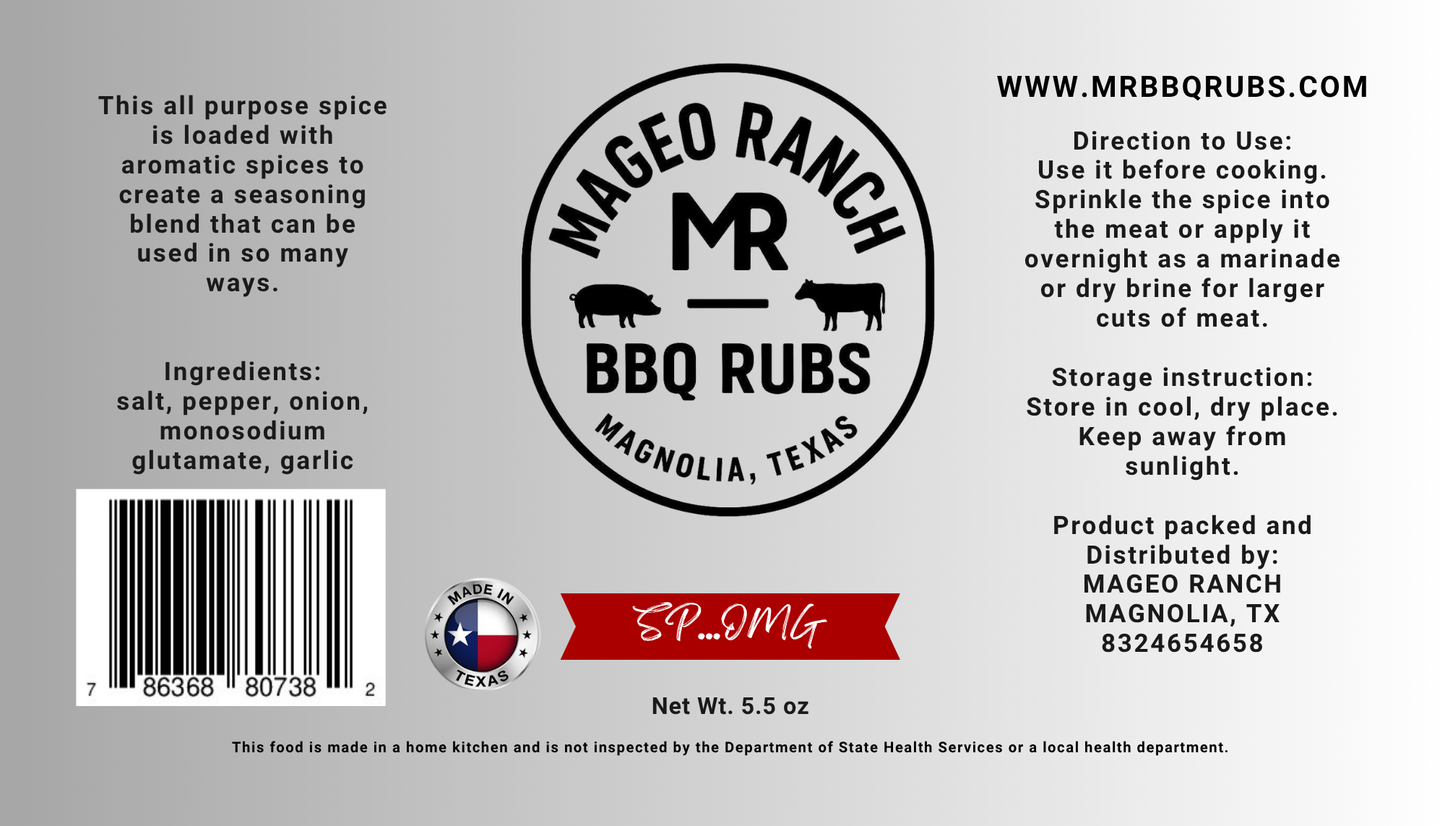 Mageo Ranch Bbq Rubs SP...OMG All Purpose SPG rub