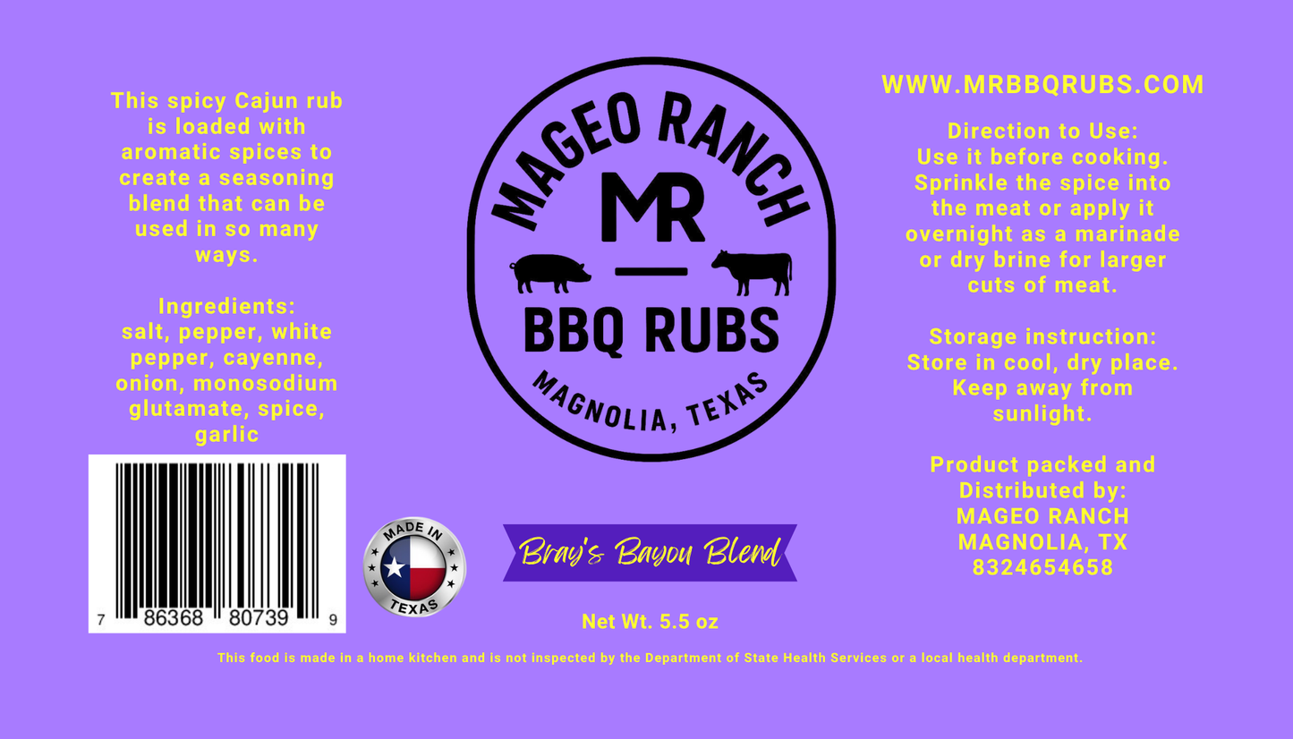 Mageo Ranch Bbq Rubs Bray's Bayou Blend Cajun Rub